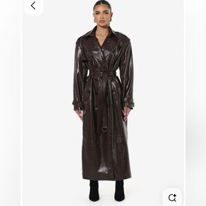 Naked Wardrobe Faux Croc Leather Trench XS
